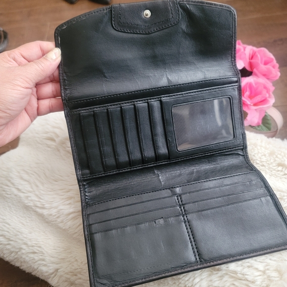 Coach Ashley Signature Satin Campbell Clutch Wristlet Trifold Black Zip … - Picture 6 of 8